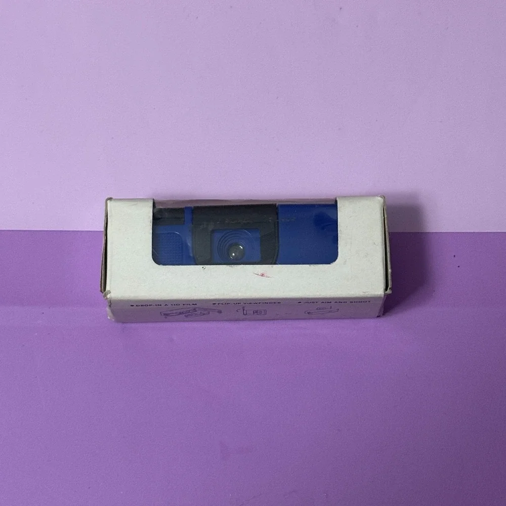 Sakar Mini Shot 110 Film Camera Blue Focus Free Vintage New In Box Blue Camera